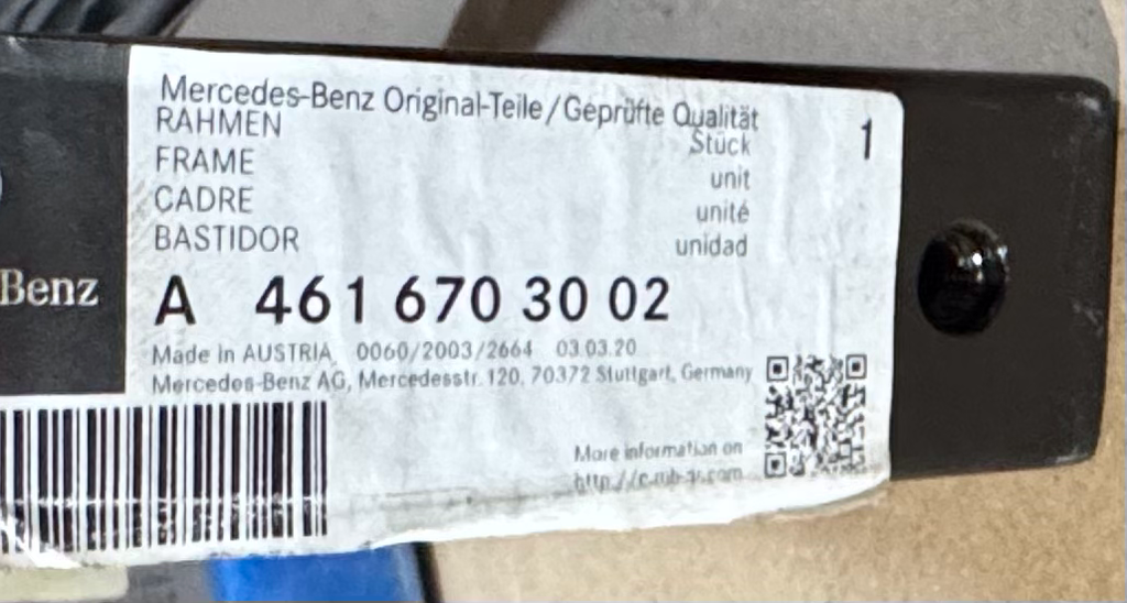 Mercedes G Klasse A4616703002 Rahmen Scheibenrahmen A4616710620 Abdichtung Wolf