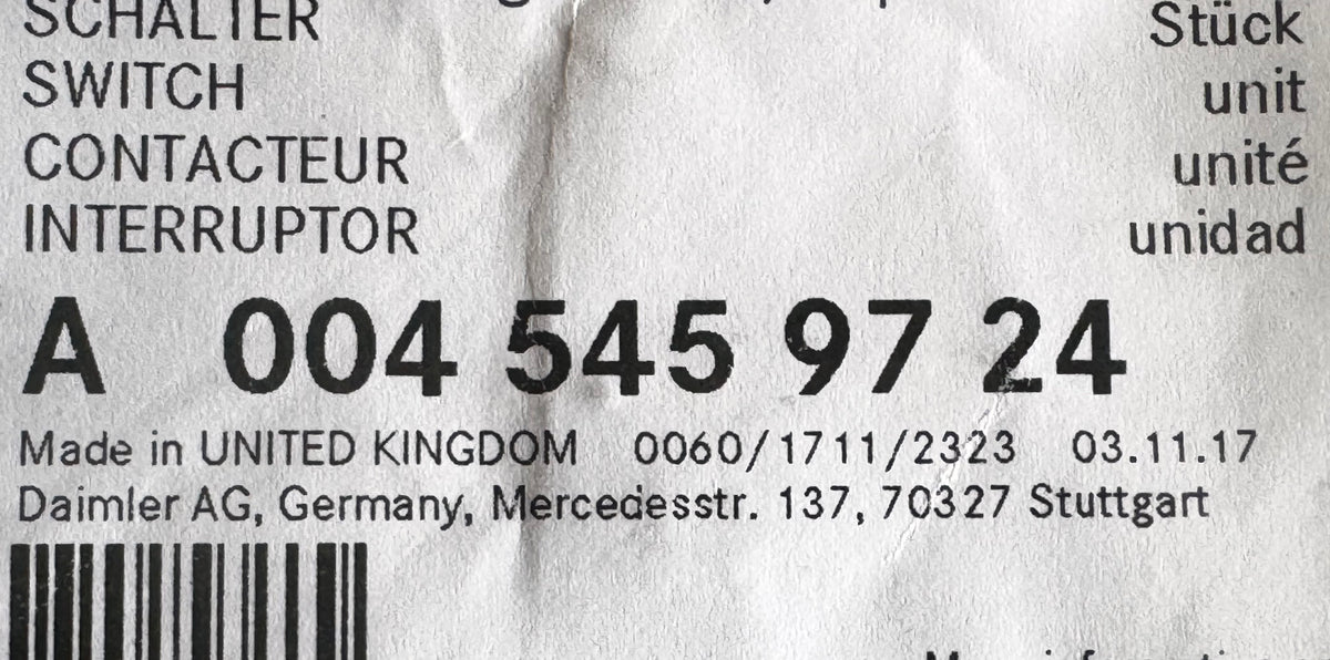 Schalter A00045459724 Mercedes G Klasse Warnblinkschalter Wolf W461 Neu